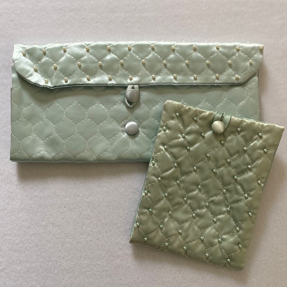 💐Rare💐Vintage 1950’s Quilted Silk Lingerie Bag’s Set of 2